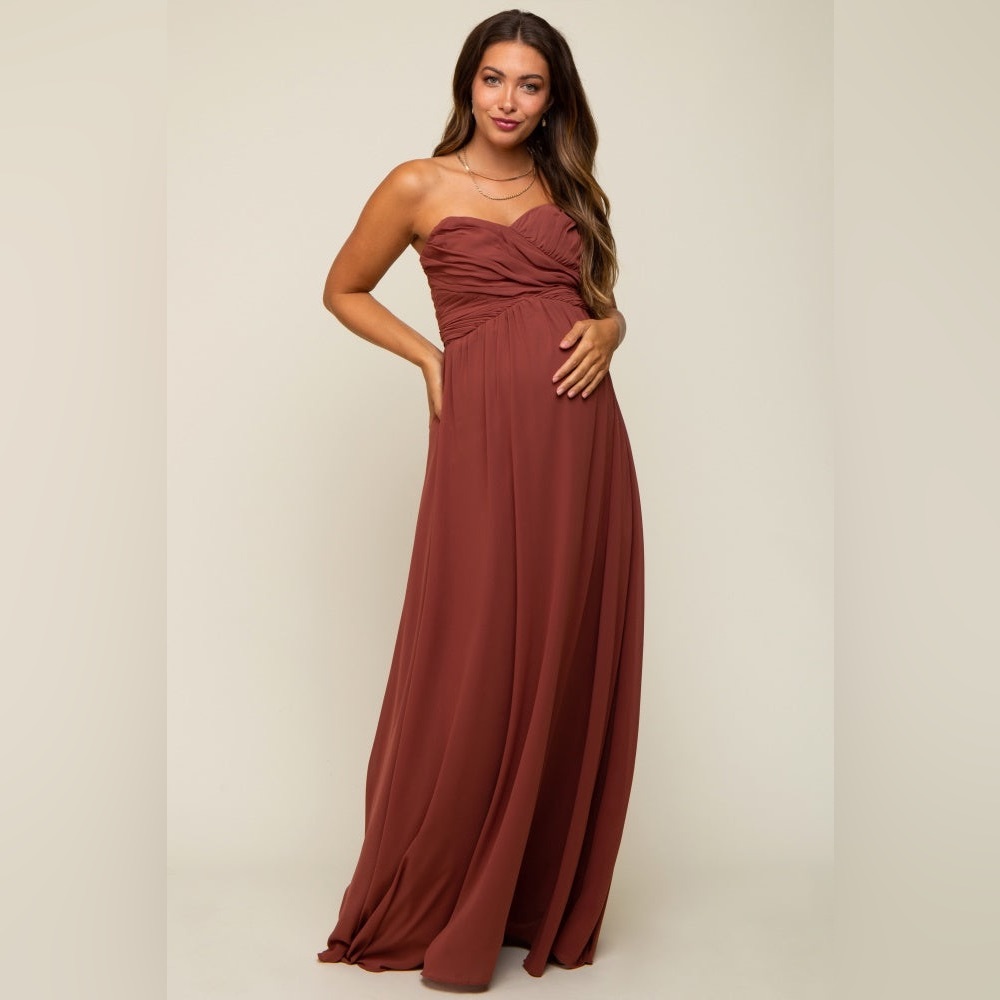 Pinkblush strapless chiffon maxi dress nwot